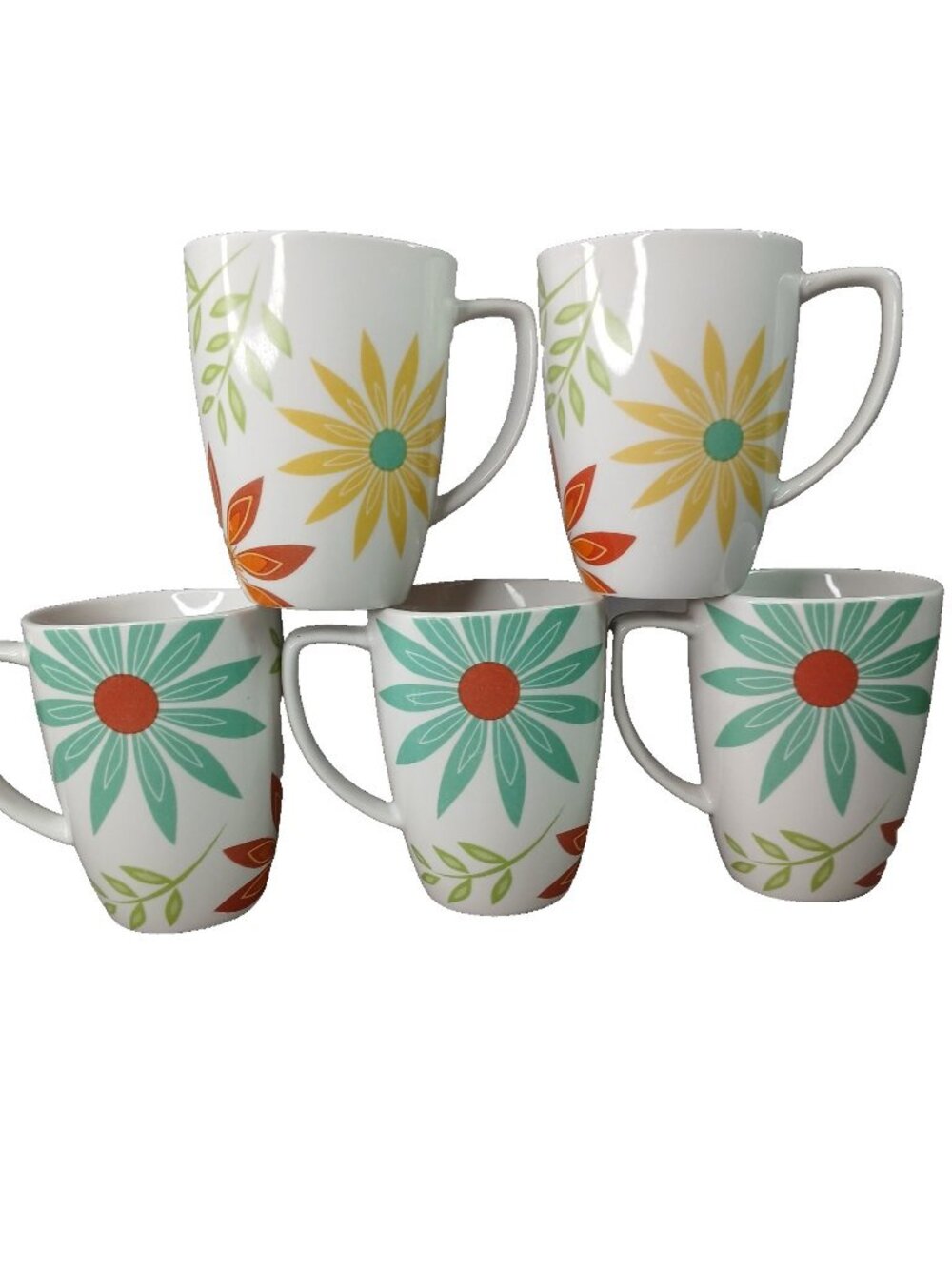 Corning Corelle Happy Days 5 Coffee Mugs Porcelain Replacements Discontinued